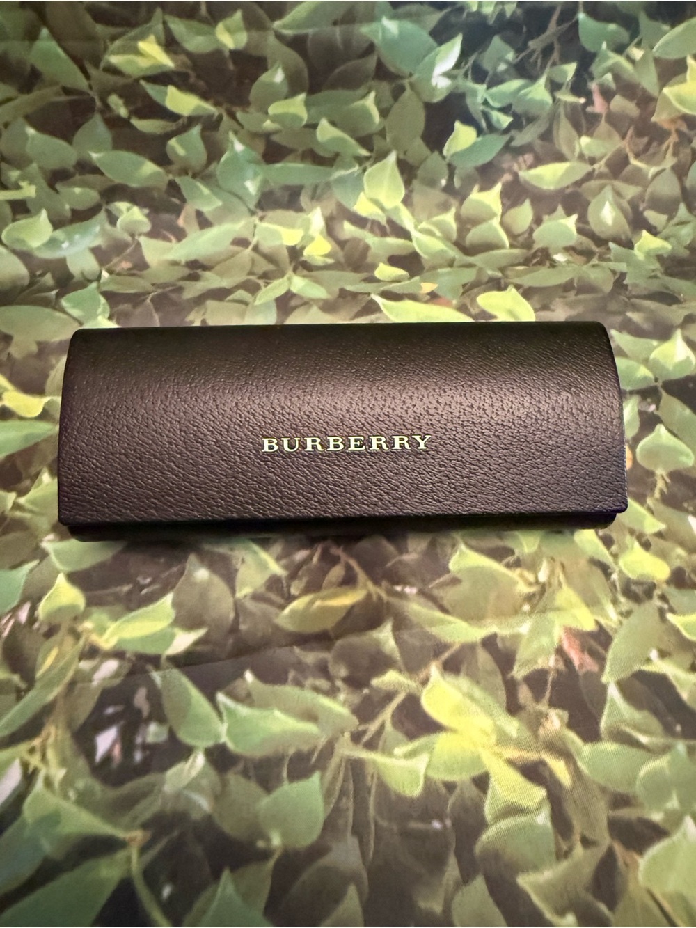 Burberry Black Leather Glasses Case with Gold Logo